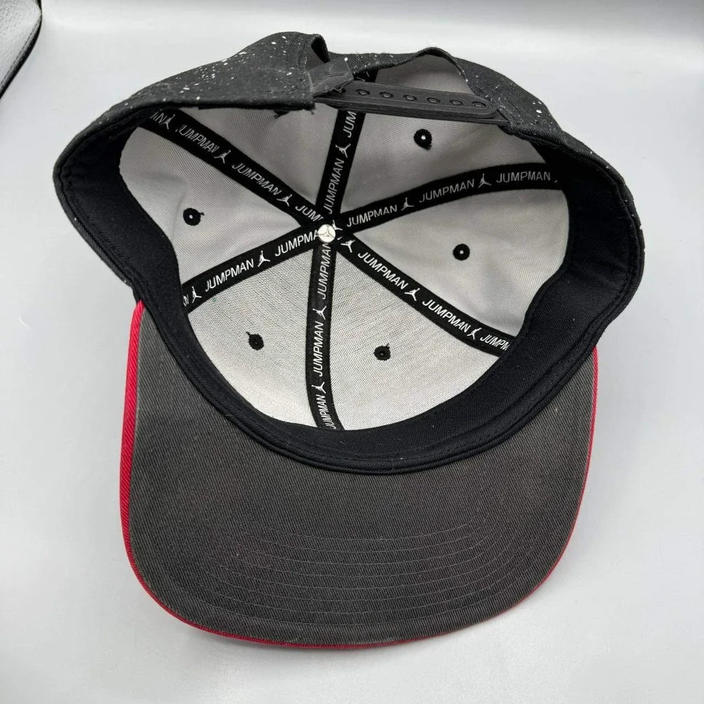 Air Jordan Flight Hat Men Black Red Speckled Print Jumpman Snap Back‎ Cap